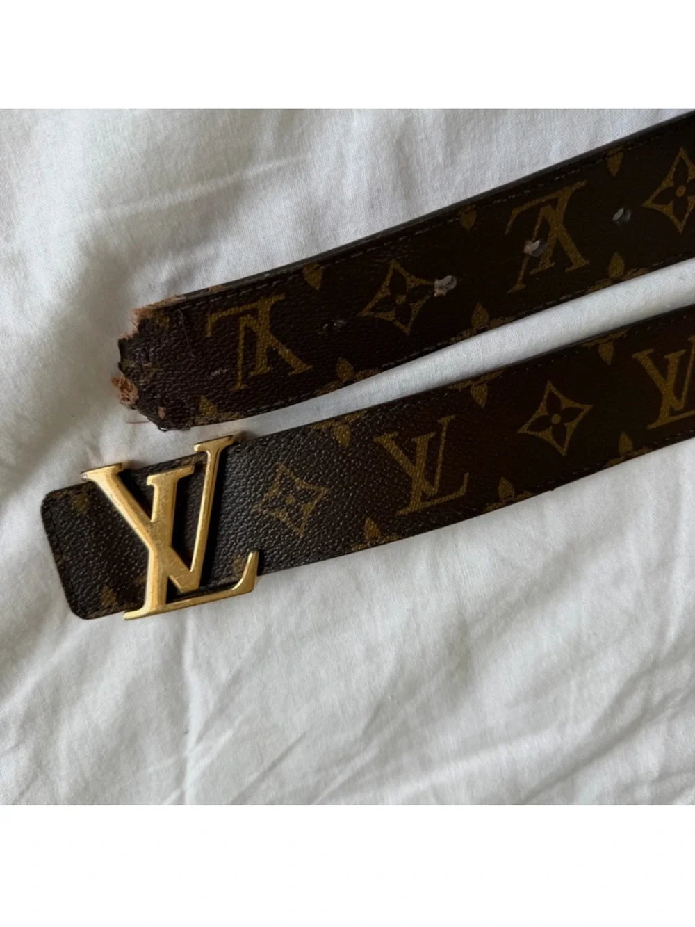 Louis Vuitton Brown Monogram Canvas Belt with Gold LV Buckle